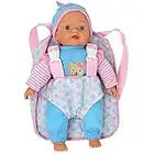 13in Soft Baby Doll with Take Along Pink Backpack Carrier, Briefcase Pocket Fits Accessories and Clothing