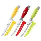 VITUER Boning Knife, 6PCS Fillet Knives (3PCS Filet Knife and 3PCS Knife Cover), 6 Inch Curved Boning Knife for Meat, Fish, Poultry, Cutting, Trimming, German Steel, PP Handle