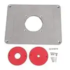 Placa de inserción de mesa de enrutador, 300 mm x 235 mm x 9.5 mm Diy Tabla de inserción de aleación de aluminio de enrutador y accesorios de mesa de enrutador de anillo de inserción de plástico