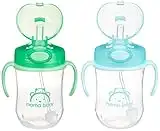 Amazon Brand - Mama Bear Weighted Straw Sippy Cup, Pack of 2, Blue/Green