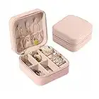 Jewellery Box for Women, Mini Portable Jewelry Box Organiser,PU Leather Jewlerrying Display Holder, Small Travel Jewellery Box for Girls, Women, Mother, Daughter (Pink)