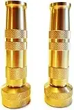 Hose Nozzle High Pressure - Lead-Free Brass for Car Or Garden - Solid Brass - 2 Nozzle Set - Adjustable Water Sprayer from Spray to Jet - Heavy Duty - Fits Standard Hoses - with Gardening E-Book