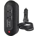 BYGD 200 Watt Pure Sine Wave Car Power Inverter DC 12V to 110V AC inverter Car Plug Adapter Outlet with QC 3.1A Smart USB and Type C Fast Charging Ports, Dual AC Outlets for Laptops Smartphones (Newly)