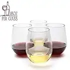 D'eco Unbreakable Stemless Wine Glasses, 18oz- 100% Tritan - Shatterproof, Reusable, Dishwasher Safe Drink Glassware (Set of 4) - Indoor Outdoor Drinkware - Great Holiday, Housewarming & Wedding Gift