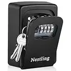 Nestling Cassetta di Sicurezza a Chiave Impermeabile,Cassaforte Porta Chiavi da Esterno con 4 Cifre Combinazione Codice, Cassaforte per Chiavi Montata a Parete per Casa/Garage/Casa in Affitto Ecc-Nero