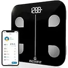 INEVIFIT Balance de salle de bain, balance de corps numérique très précise, mesure avec précision un poids allant jusqu'à 400 lb noir grande plate-forme 12 « x12 »