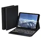 DoohowCase Étui pour Clavier pour iPad 9e génération 2021 10,2" 8e/7e, AZERTY Clavier détachable magnétique sans Fil Bluetooth iPad 9e/8e/7e génération Housse avec Clavier, Porte-Crayon - Noir