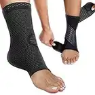 Modetro Sports Ankle Brace Compression Support Sleeve w/Free Ankle Strap-Achilles Tendon Support,Ankle Support for Ligament Damage (Medium, Black)