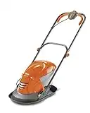 Flymo Hover Vac 250 Electric Hover Collect Lawn Mower - 1400W, 25cm Cutting Width, 15L Grass Box, Ambidextrous Handles, Folds Flat, Orange and Grey