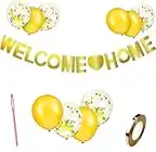 burkfeeg 12 Piezas Banderines Bienvenido a Casa Pancartas y Globos Welcome Home Decoraciones de Bienvenida a Casa para Hogar Fiestas Ceremonias, Reutilizable