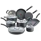 T-fal Ultimate Hard Anodized Nonstick Cookware Set 14 Piece Pots and Pans, Dishwasher Safe Black