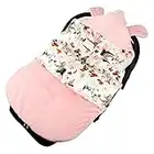 Baby Car Seat Cover, Winter Carseat Covers for Babies, Warm & Cozy Infant Carseat Canopy, 3 in 1 Baby Carrier Cover for Girls and Boys, Pink Flower