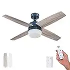 Prominence Home Atlas, 44 Inch Modern Indoor LED Ceiling Fan with Light and Remote Control, Dual Mounting Options, Dual Finish Blades, Reversible Motor - 51629-01 (Sapphire Blue)