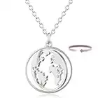 BONNYBIRD® Collier Globe Terrestre Argent - Collier Carte du Monde, Collier Acier Inoxydable Femme Mappemonde