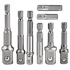 Stecknuss-Adapter, 8-teiliges Set, 1/4-Zoll-Sechskantadapter auf 1/4", 3/8", 1/2" Stecknuss, für Bohrmaschine und Akkuschrauber Steckschlüssel Nüsse und Stecknüsse, Bit-Halter