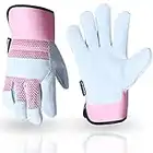 Thorn Proof Work Gloves Heavy duty Leather Gardening Gloves for Ladies Women Durable Protective Garden Rigger Hand Utility Safety Men Kids Washable Gripper (Pink, S)