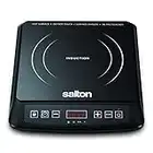 Salton Portable Induction Cooktop Cool Touch LED Display Cooker with 8 Temperature Settings for Precise Control, Energy Efficient, 1500 Watts (ID1948), Black, Medium