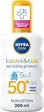 NIVEA SUN Kids Protect & Sensitive Spray (200ml) Sunscreen Spray with SPF 50+, Kids Suncream for Sensitive Skin, Immediately Protects Against Sun Exposure