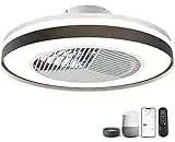 Ceiling Fan with Lights,Dimmable Fan Lighting with Remote Control, 20'' Enclosed Bladeless Fan, Semi Flush Mount,2.4GHz Wi-Fi Bluetooth & App Controlled Works with Alexa and Google Assistant(ORB)