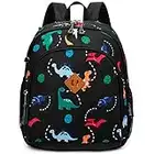 JinBeryl Little Kids Backpack, Toddler Boys School Bag, Fits 2 3 4 Years Old (Dinosaur Black)