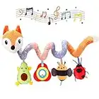 Bestcool Spiral Pram Toys, Wrap Around Activity Hanging Plush Doll with Built-in Music Box Rattle BB Device for Newborn Pram Car Seat Pushchair Stroller Sensory Boys and Girls