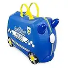 TRUNKI Handgepäck Und Kinderkoffer zum Draufsitzen | Kinder Risen Geschenk für Mädchen Und Jungen | Trolley Percy das Polizeiauto (Blau)