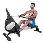 bigzzia Magnetic Rowing Machine with Long Aluminum Sliding Rail Updated Model