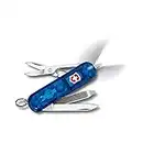 Victorinox Signature Lite 7 Function Small Pocket Knife with LED Light, Transparent Blue