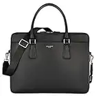 David Jones - Sac à Main Business Porte-Document Cuir PU Rigide Homme - Cartable Travail Sacoche Ordinateur Portable Multi Poche - Mallette Serviette Affaires Professionnel Epaule Bandoulière - Noir