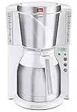 Melitta Look IV Therm Timer Cafetera de Filtro con Jarra Isotérmica, 1000 W, 1.25 litros, Blanco