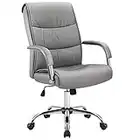 Furmax High Back Office Executive Chair Conference Leather Desk with Padded Armrests, Adjustable Ergonomic Swivel Task Chair with Lumbar Support (Grey)