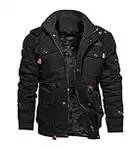 TACVASEN Jackets Men Winter Army Military Jacket Outdoor Cotton Coat Black, US L/Tag 4XL