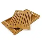 Relaxdays Bamboo Chopping Board 3 x 37 x 21.5 cm Kitchen Cutting Board With Bread Crumb Collector Tray, Easy to Clean, Natural Brown