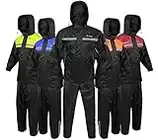 ALPHA CYCLE GEAR Rain Suit for Men & Women Jackets Pant Gear Reflective Rainsuit Waterproof (BLACK, LARGE)