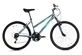 Huffy Stone Mountain Ladies 26 Inch Wheel Hardtail Mountain Bike Front Suspension 21 Speed Shimano Adults Grey & Teal