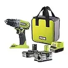 Ryobi R18PD2-242S Trapano Avvitatore a Percussione a Batteria 18V ONE+, Include Una Batteria 2.0Ah e Una Batteria 4.0Ah, 2 Velocità, 24 Regolazioni di Frizione, Luce LED