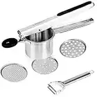 PHILORN Schiacciapatate Acciaio Inox, Pressa Patate Professionale, Potato Ricer Durature per Verdure, Marmellata, Frutta, 3 Colini Sostituibili in Fini, Medi, Grossolani (Parte Inferiore)