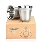 WANTOUTH 2 Stücke Edelstahltasse Doppelwandig Edelstahl kaffeetassen 80 ml Beche Set Edelstahltassen Metall Trinkbecher Kaffee Tassen Espresso Kaffeebeche für Zuhause oder Reisen Wandern Camping