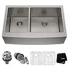 Kraus KHF204-33 33 inch Farmhouse Apron 60/40 Double Bowl 16 Gauge Stainless Steel Kitchen Sink