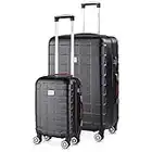 monzana® 2er Set Koffer Boardcase M, XL Gelgriffe TSA Schloss Reisekoffer Trolley Kofferset Handgepäck schwarz