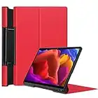 INSOLKIDON Compatible con Lenovo Yoga Tab 13 YT-K606F/Yoga Pad Pro Tablet Funda Protectora Trasera de Cuero Bumper Protección de Cuerpo Completo Funda Protectora de Cuero (Rojo)