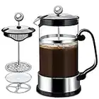 MAISITOO Caffettiera francese,1000ml Caffettiera a presso-filtro French Press-Stampa Francese Caffettiera Acciaio Inossidabile Vetro Coffee Pot per Coffee Shop,Ristorante,Bar,Caffettiera(Nero)