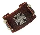 Jirong Antique Men's Brown Leather Cuff Bracelet, Leather Wrist Band Wristband Handcrafted Jewelry Sl2257