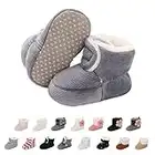 Baby Neugeborene Fleece Bootie, Winter Warme rutschfeste Weiche Sohle Winterschuhe Sock Schuhe Niedlich Einstellbar Krabbelschuhe Prewalker Stiefel für Mädchen Jungen Kleinkind Gr.0-18 Monate Grau