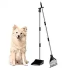 Lifewit Plastic Dog Pooper Scooper for Medium/Small Dogs, Adjustable Stainless Metal Pole Long Handle Poop Scoop Set with Rake and Tray for Lawns, Yard, Grass