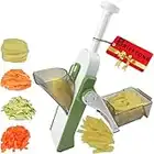 Once for All's Safest Mandoline Vegetable Slicer: 4 Cutting Modes & 40 Thicknesses to Slice, Dice, Chop, Julienne, Chip Veggies, Injury-Free Design, with Container, Brush & 5 Recipe Ebooks