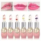 Mengxin 6 Stück Gelee Lippenstift mit Blume Drin Transparente PH Lippenstift Farbwechsel Jelly Lipstick Wasserfest Temperatur Lippenbalsam Lang Anhaltende Geburtstag Weihnachten Geschenk (6 Farbe)