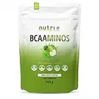 BCAA Poudre Pomme Verte 300 g - Complexe d'Acides Aminés hautement dosé - BCAAs Instant Powder Vegan - BCAAminos Supplement - Green Apple Flavor - Préparation d'Acides Aminés