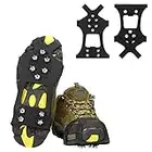 Ice Cleats, Ice Grippers Traction Cleats Shoes and Boots Rubber Snow Shoe Spikes Crampons with 10 Steel Studs Cleats Prevent Outdoor Activities from Wrestling (Silver, L)