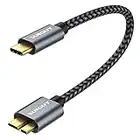 SUNGUY USB C a Micro B Cable, USB 3.0 0.3M 5Gbps Cable Disco Duro USB C compatible con Toshiba, HDD,Seagate, WD,Galaxy S5 Note 3,HDD etc.